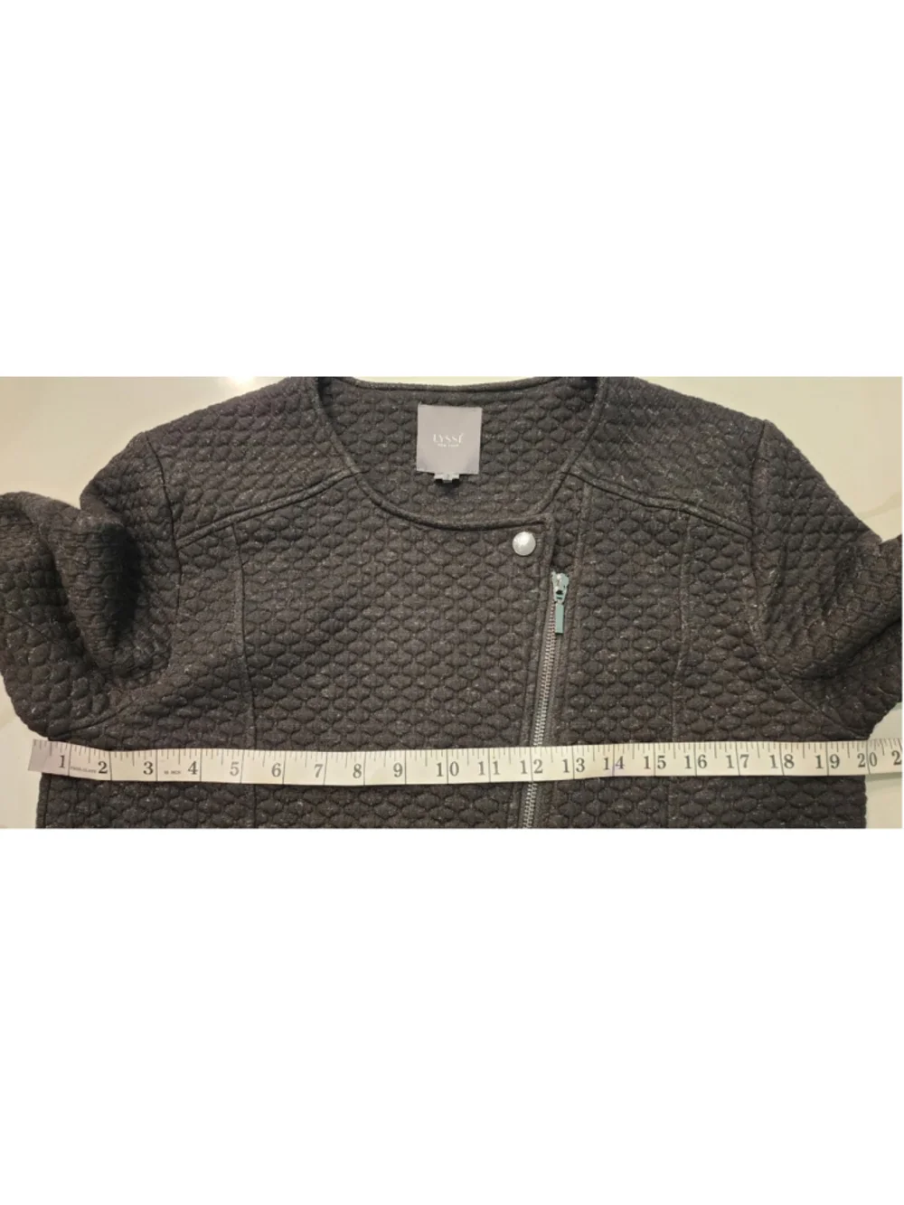 Lysse Quilted Moto Jacket Womens M Black Asymmetric Zip Textured Blazer Knit